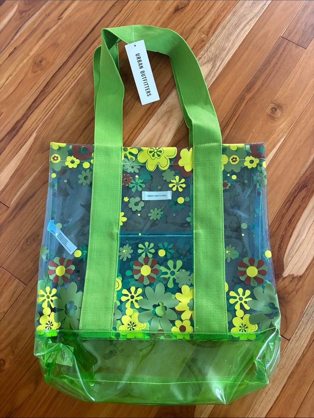 Urban Outfitters Lime Green Floral Clear Tote